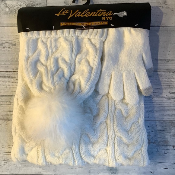 La Valentina NYC 3 Pc Hat, Glove & Scarf Set - Picture 1 of 3